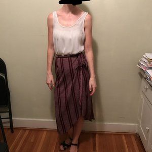 Size small purple and white striped wrap dress